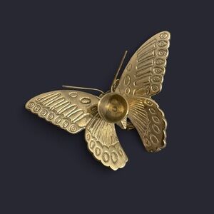 Vintage Butterfly Brass Candle Holder - Gold Decorative Accent